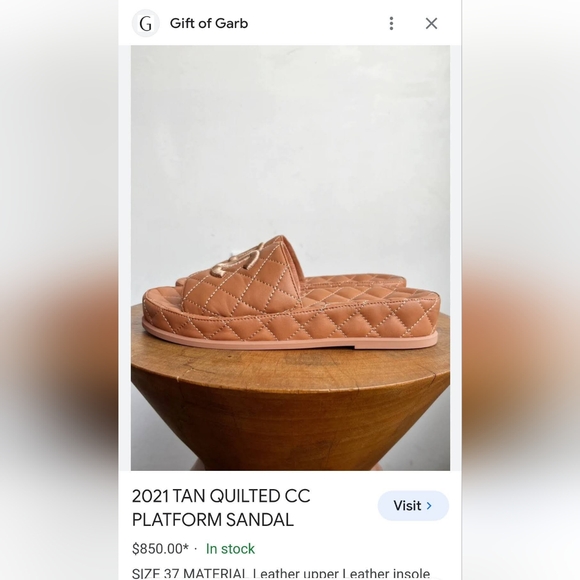 Chanel CC Velvet Slide Sandal Slippers Tan Size 38 NEW - Picture 3 of 3